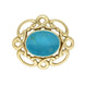 9ct Yellow Gold Turquoise Twisted Rope Edge Brooch M120