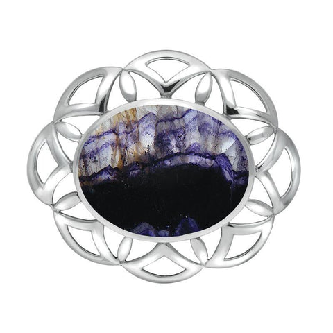 Sterling Silver Blue John Large Flower Brooch M196