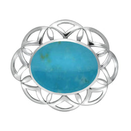 00023159 W Hamond Sterling Silver Turquoise Large Flower Brooch, M196