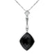00027040 18ct White Gold Whitby Jet Diamond Faceted Cushion Necklace, JDS_3
