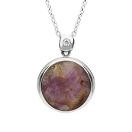 00027188 18ct White Gold Blue John and 0.05ct Diamond Faceted Round Necklace SH19_18