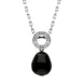 00027352 18ct White Gold Whitby Jet Diamond Bead Pave Set Open Round Top Necklace, PUNQ0000259