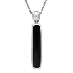18ct White Gold Whitby Jet Diamond Long Oblong Necklace P1021C