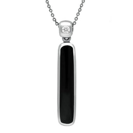 18ct White Gold Whitby Jet Diamond Long Oblong Necklace P1021C