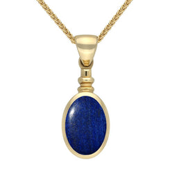 00033015 C W Sellors 9ct Yellow Gold Lapis Lazuli Bottletop Necklace, P008