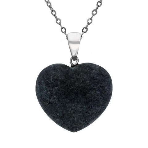 00104020 C W Sellors Sterling Silver Plate Preseli Bluestone  Carved Heart Necklace, P2248c.