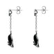 00074033 C W Sellors Silver Whitby Jet Acanthus Leaf Round Chain Drop Earrings, E1583.