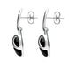 00074065 C W Sellors Sterling Silver Whitby Jet Leaf Shaped Open Top Drop Earrings E1655