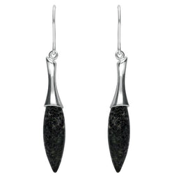 00076533 C W Sellors Sterling Silver Preseli Bluestone Tapered Drop Earrings, E1546.