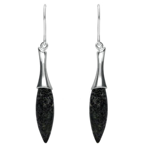00076533 C W Sellors Sterling Silver Preseli Bluestone Tapered Drop Earrings, E1546.