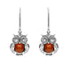 00116933 C W Sellors Sterling Silver Amber Owl Drop Earrings E1871