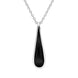 Sterling Silver Whitby Jet Curved Pear Pendant Necklace. P2707.
