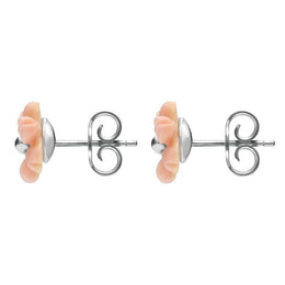 Sterling Silver Pink Conch Tuberose Dahlia Stud Earrings E2155