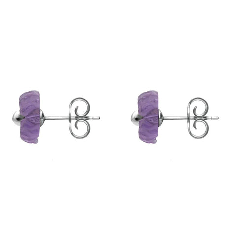 00125817 C W Sellors Sterling Silver Amethyst Tuberose Daisy Stud Earrings, E2160.