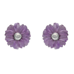 00125817 C W Sellors Sterling Silver Amethyst Tuberose Daisy Stud Earrings, E2160.