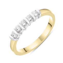 18ct Yellow Gold 0.35ct Diamond Five Stone Bar Set Ring