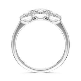 00144984 18ct White Gold 0.45ct Diamond Trilogy Halo Ring, FEU-1389