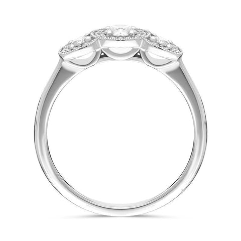 00144984 18ct White Gold 0.45ct Diamond Trilogy Halo Ring, FEU-1389