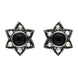 00150645 C W Sellors Sterling Silver Whitby Jet and Pearl Six Point Star Stud Earrings, E1638.