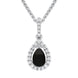 18ct White Gold Whitby Jet 0.13ct Diamond Pear Cluster Necklace