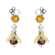 00166574 C W Sellors 9ct Yellow Gold Sterling Silver Amber Bee and Honeycomb Drop Earrings, E2426.