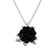 Sterling Silver Whitby Jet Tuberose Rose Leaf Twist Necklace P3422.