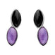 Sterling Silver Whitby Jet Amethyst Marquise Stud Earrings E955