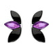 Sterling Silver Whitby Jet Amethyst Three Leaf Stud Earrings E2498