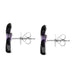 Sterling Silver Whitby Jet Amethyst Three Leaf Stud Earrings E2498
