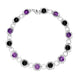 Sterling Silver Whitby Jet Amethyst Flower Bracelet B1159