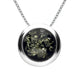 Sterling Silver Green Amber Round Ribbed Edge Necklace P3486