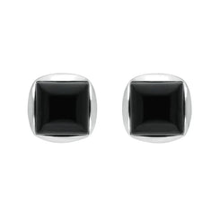 Sterling Silver Whitby Jet Square Stud Earrings E2500 