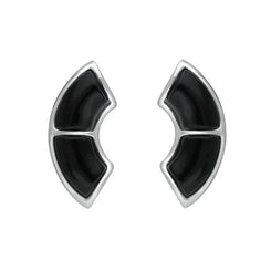 Sterling Silver Whitby Jet Two Stone Oblong Stud Earrings E2507
