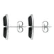 Sterling Silver Whitby Jet Two Stone Oblong Stud Earrings E2507