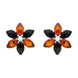 Sterling Silver Whitby Jet Amber Flower Stud Earrings E2506