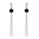 Sterling Silver Whitby Jet Square Chain Drop Earrings E2513