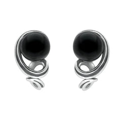 Sterling Silver Whitby Jet Round Twist Stud Earrings E2516