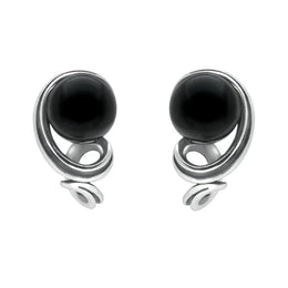 Sterling Silver Whitby Jet Round Twist Stud Earrings E2516