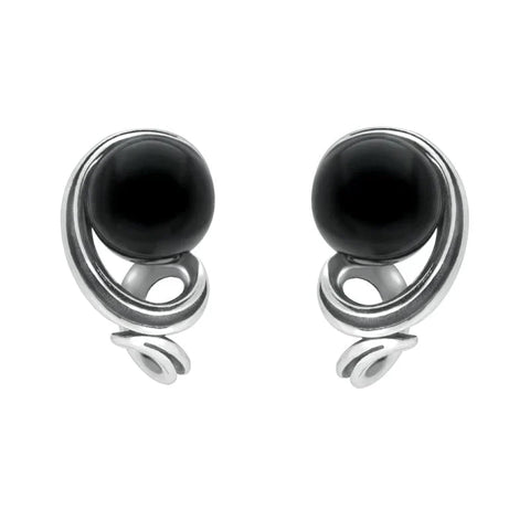 Sterling Silver Whitby Jet Round Twist Stud Earrings E2516