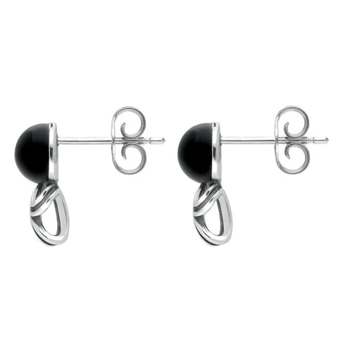 Sterling Silver Whitby Jet Round Twist Stud Earrings E2516