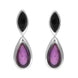 Sterling Silver Whitby Jet Amethyst Two Stone Marquise Pear Drop Earrings E2430