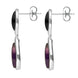 Sterling Silver Whitby Jet Amethyst Two Stone Marquise Pear Drop Earrings E2430