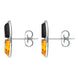 Sterling Silver Whitby Jet Amber Two Stone Oblong Stud Earrings E2507