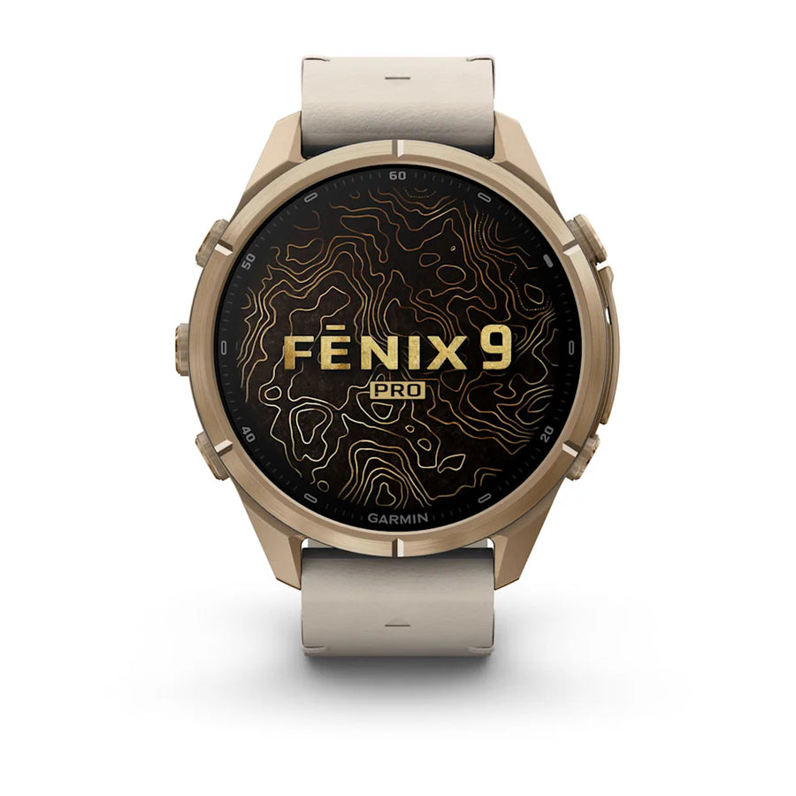 Garmin Fenix 9 Pro Autumn Gold Titanium Leather GPS Smartwatch with inReach®
