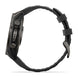 A dark gray rugged smartwatch shown from the side profile, featuring a textured black strap and a dark metallic case with physical side buttons, set against a plain white background.