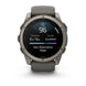 A Garmin smartwatch with a dark gray metallic case and matching dark gray strap, shown on a clean white background. The watch face displays sleep tracking information.
