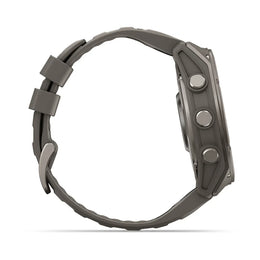 A rugged black smartwatch shown from the side profile against a clean white background.