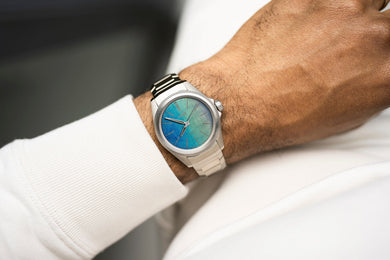Oris ProPilot X Calibre 400 Laser Watch with lasered titanium dial, titanium strap, titanium case