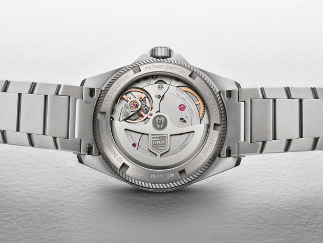 Oris ProPilot x Kermit Edition Watch with green dial, titanium strap, titanium case