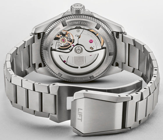Oris ProPilot x Kermit Edition Watch with green dial, titanium strap, titanium case